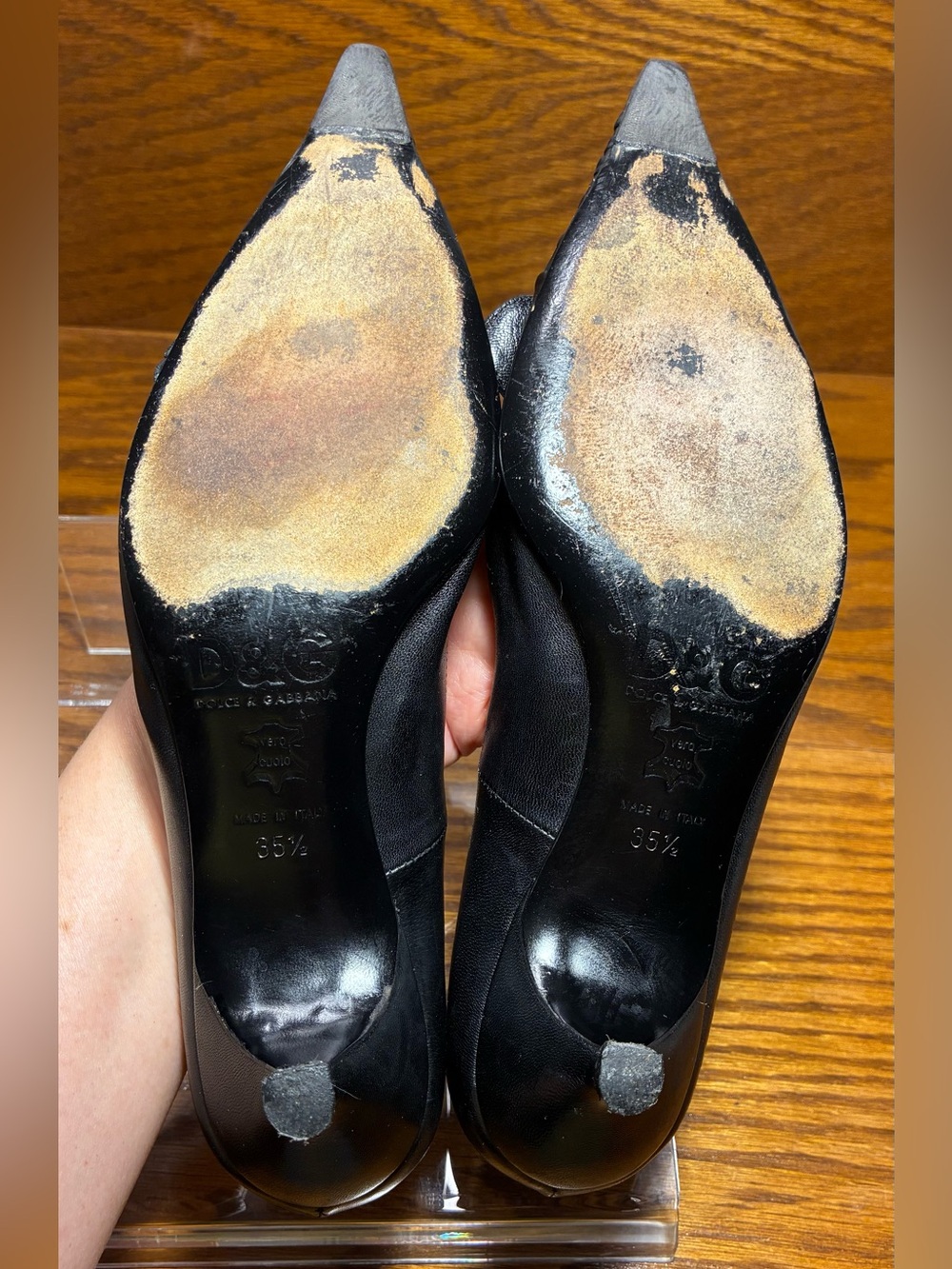 Y2K VTG D&G Dolce & Gabbana Buckle Pointed Toe Kitten Heel Pumps EU 35.5 US 5.5 - Picture 10 of 16